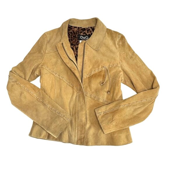 Vintage Dolce & Gabbana Y2K Western Style Suede Jacket in Tan - Picture 1 of 8